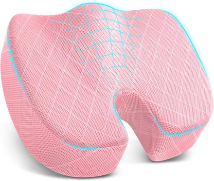 TushGuard Office/ Car Seat Cushion, Non-Slip Sciatica & Back Coccyx Tailbone Pain Relief Chair Pad, Memory Foam Butt Pillow for Computer Desk, Wheelchair, Driving (Black)