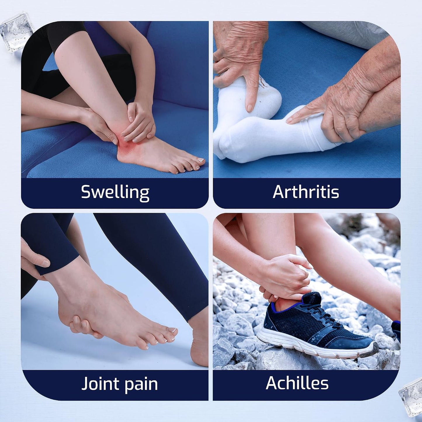 Ankle Ice Pack Wrap for Swelling - Hot/Cold Therapy Ice Wrap for Foot Pain Relief, Heel Pain Relief, Plantar Fasciitis, Achilles Tendonitis Relief, Sprained Ankle Compression, Medium