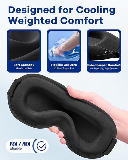 3D Cooling Gel Weighted Eye Mask for Sleeping, 100% Blackout Sleep Mask