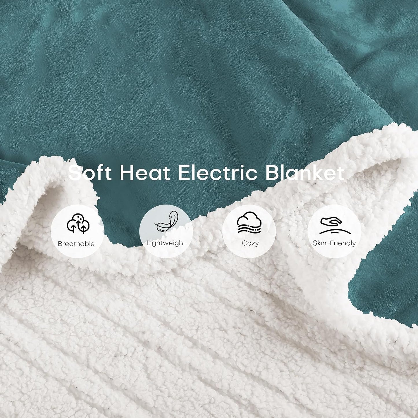 Electric Heated Blanket Full Size 72"x84" – Light Gray | ETL for Safe Overnight, 4 Heat Settings & 10H Auto Off, Dual-Sided Microplush Sherpa for Home Night, Machine washable