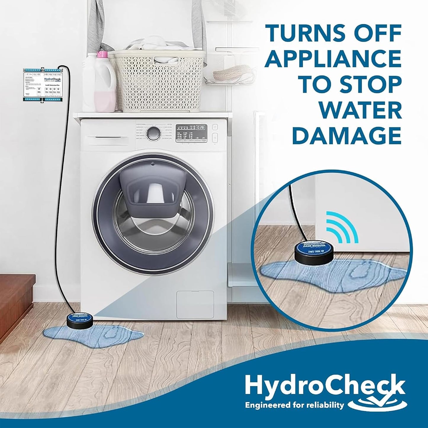 Water Sensor Alarm, Smart Water Leak Detector for Home & Basements | Made in THE USA | Automatic Flood Detectors and Water Alarm, Pure Water Capable (WaterWatcher)