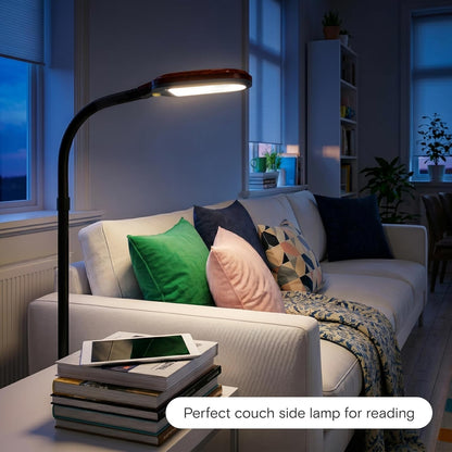 Brightech Litespan - Bright LED Floor Reading Lamp for Over Chair Crafts and Reading, Esthetician Light for Lash Extensions, Gooseneck Adjustable Standing Lamp for Living Room, Bedroom, Office - Black
