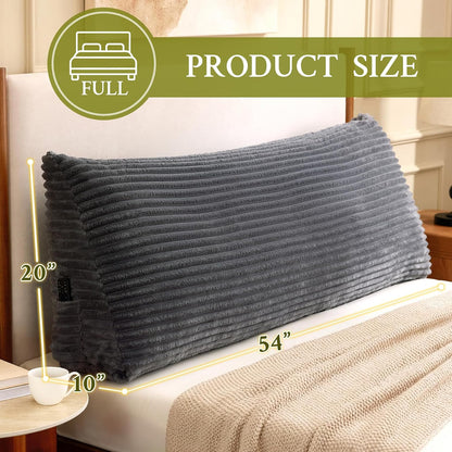 Headboard Pillow Queen, Headboard Wedge Pillow, Back Rest Pillows for Sitting, Reading, Working, Triangle Pillow with Removable Cover, Daybed Pillows for Bed Dorm Sofa, Dark Grey