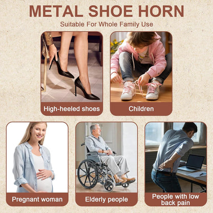 Redriver Extra Long Shoe Horn for Seniors, Metal Shoehorn Long-handle Shoe Spoon Stick Helpers Boot Horn for Men Women