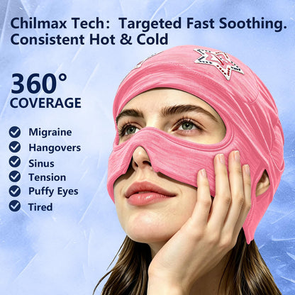 Migraine Relief Cap with Slide-Up Eye Mask, Headache Relief Ice Hat