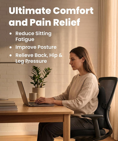 Elevate Series by Everlasting Comfort Lumbar Support Pillow for Office Chair - Memory Foam Back Cushion for Car Seat - Promotes Better Posture, Back Pain Relief - Ideal for Gaming and Desk Chairs