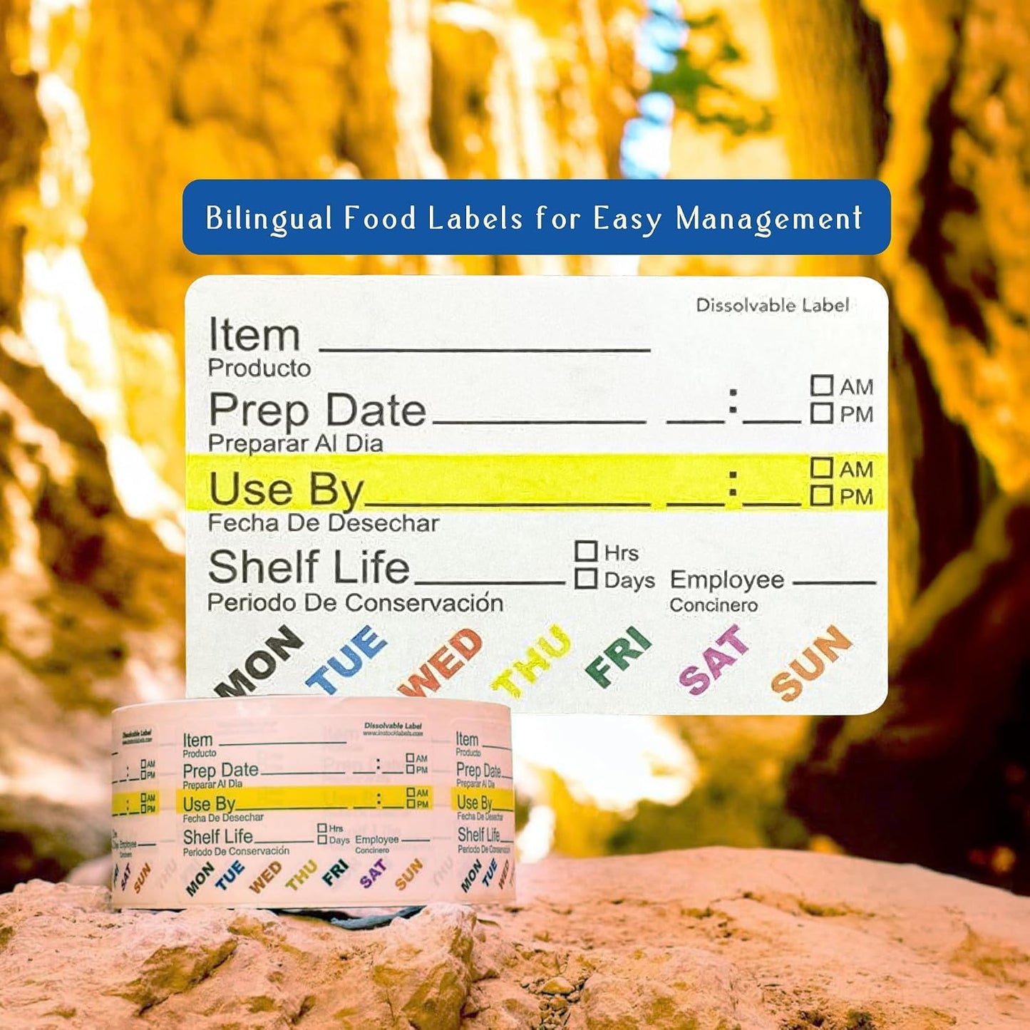 InStockLabels Dissolvable Food Rotation Labels, 2 x 3 Inch, 500 Labels | Rotation food stickers for kitchen and restaurant supplies, jars, containers, freezer storage, prep stations, and catering