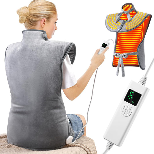 24''×37'' Heating Pad for Neck and Shoulders and Back Pain Relief | Electric Extra Large Heating Pad with 6 Temperature Settings & 4 Auto-Off Timers,Thoughtful Gift for Women, Men,The Elderly