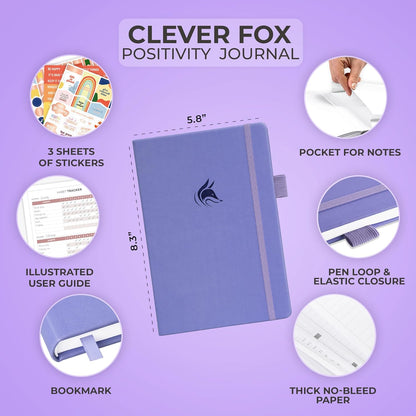 Clever Fox Positivity Journal for Women, 5-minute Gratitude, Seashell
