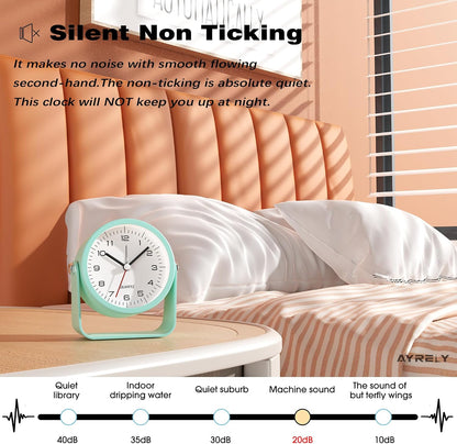 AYRELY® 3.5" Small Analog Travel Alarm Clock, Battery Operated Desk Clock | Cute Table Clock with Light, Adjustable Angle, Bedside, Bedrooms, Kids' Rooms and Living Room Decor (Orange)