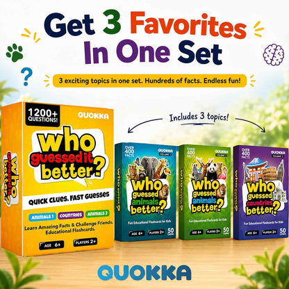 Quokka Who Guess It Better Countries – Educational Game with Visual Clues, Geography Learning Card Set, 50 Cards, Screen-Free Travel Game for Kids Ages 6+