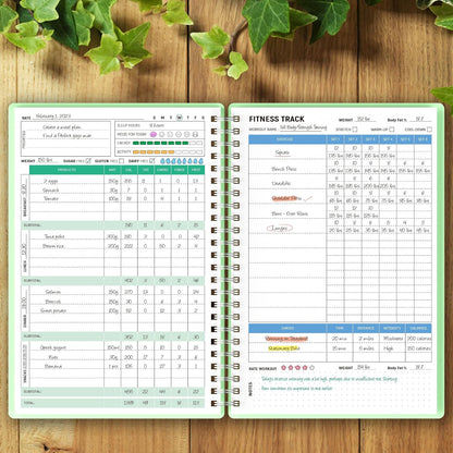 Wellness Planner & Fitness Log - Daily Diet & Health Journal with Weight Loss, Wellness Journal Notebook for Tracking Fitness, Sleep, Nutrition, Meal, Habits, A5(5.8 x 8.6 inch) (Green)