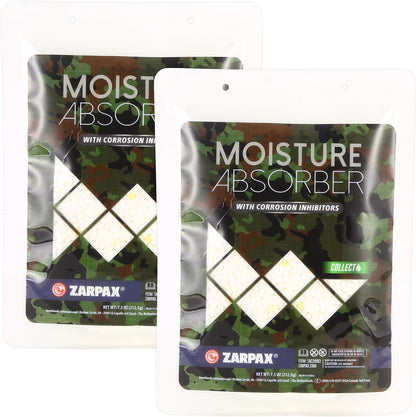 Zarpax Moisture Absorber Sachets Activated Charcoal 7.5 oz/212g - Remove Excess Moisture In Air & Odor - Desiccant Dehumidifier for Closet, Drawer, Storage - Dampness & Humidity Control - Set of 5