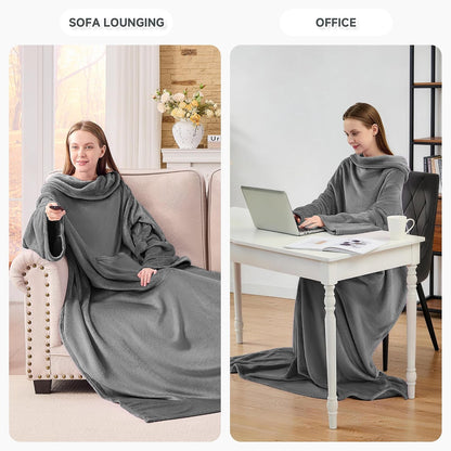 IFNOW Fleece Wearable Blanket with Sleeves, Oversized Snuggle Robe