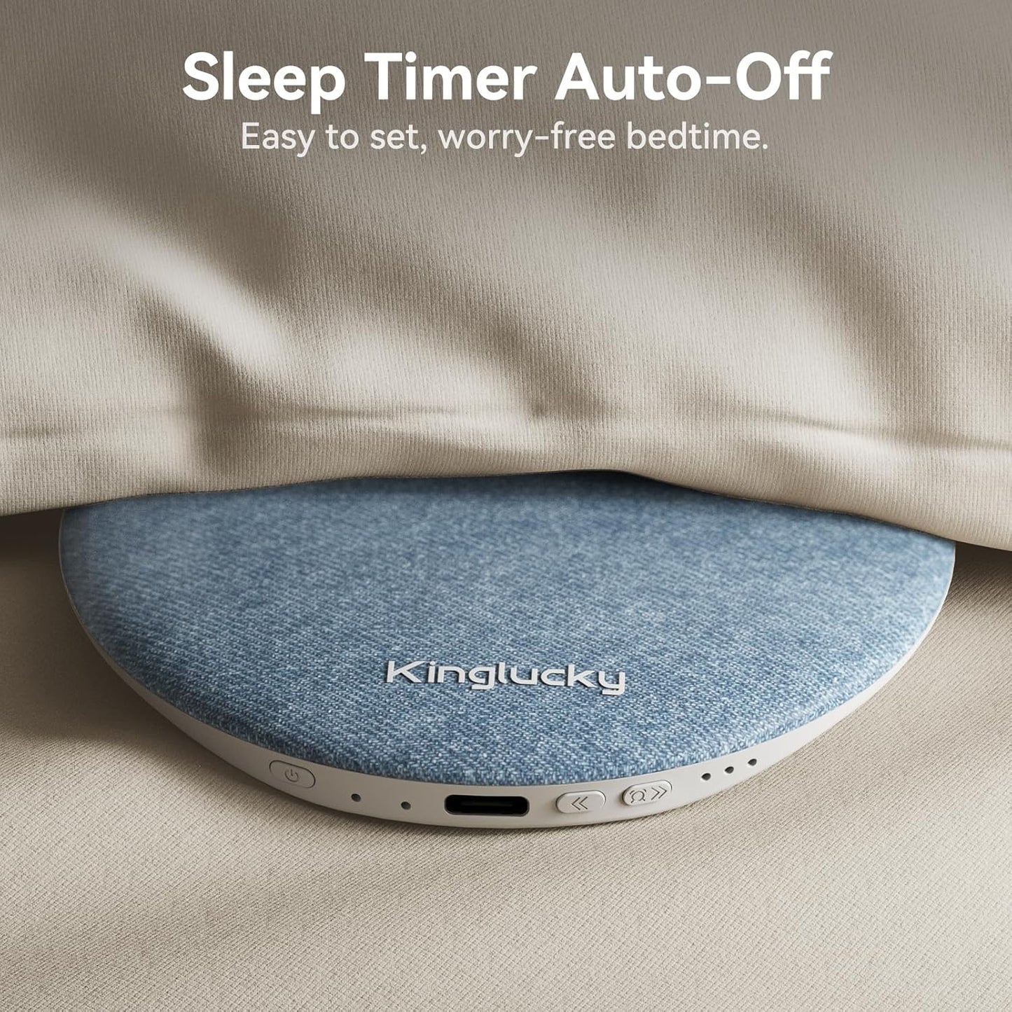 Kinglucky X50 Pillow Speaker for Sleeping, Built-in White Noise Sound Machine Pink Noise for Sleeping, Auto-Off Timer Portable Bluetooth Speaker Under Pillow Rechargeable for Side Sleeper, Blue