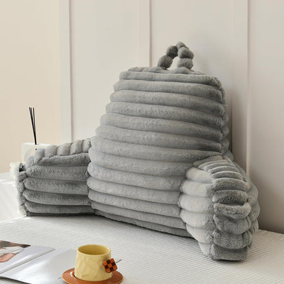 Large Reading Pillow for Adults, Back Support Pillow for Sitting Up in Bed with Arms, Couch for Lounging Bedrest, Pink