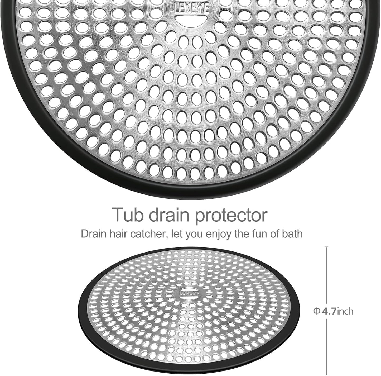 LEKEYE Shower Drain Hair Catcher/Strainer/Stainless Steel and Silicone