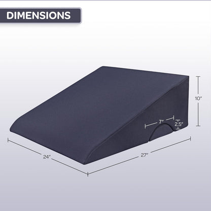 Lavish Home 8in Wedge Pillow - Bed Wedge Pillow for Sleeping - Memory Foam Wedge Pillow for Back Pain Relief, Snoring, and Acid Reflux - Bed Wedge with Half-Moon Pillow and Washable Covers (Navy)