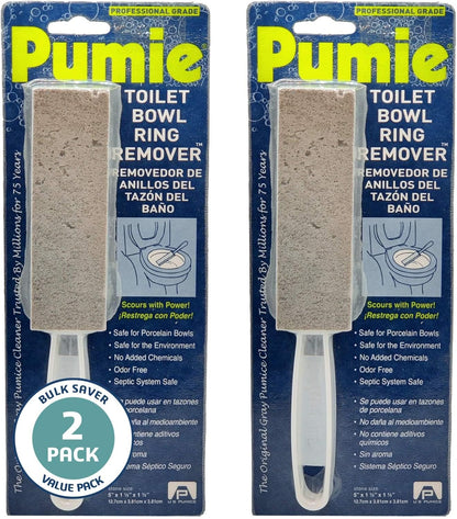 PUMIE Pumice Stone Toilet Bowl Cleaner (1-Pack) - Heavy Duty Scouring Stick for Toilet - Pumice Stone for Cleaning Rings, Bowls, Hard Water Stains, Lime, Rust, Sink - Includes Handle for Easy Use