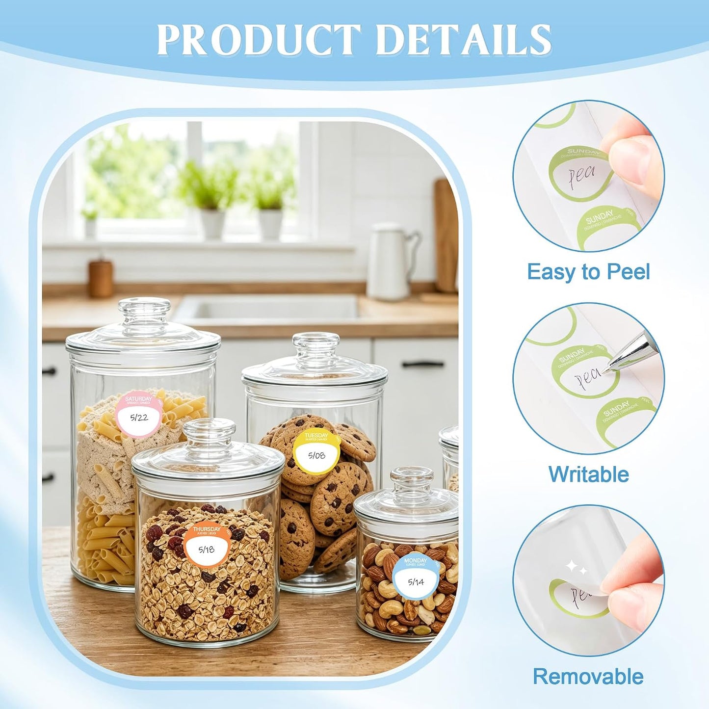 Sayglossy 7000 Pcs Day of the Week Food Labels, Removable Date Stickers for Food, Monday to Sunday Dots, Self Adhesive Stickers for Restaurant Kitchen Container & Organization(Macaron Color,Round)