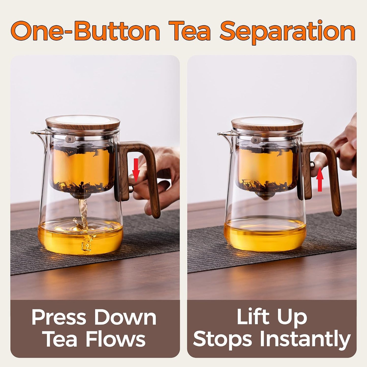 Enchanted Tea Pot, Magic Tea Pot for Loose Leaf Tea Steeper, Heat Resistant Borosilicate Glass Teapot with Tea Infuser, Ideal Gift for Tea Lovers - 20 oz (600 ml)