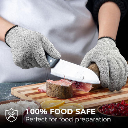 Evridwear Level 5 Cut Resistant Gloves with Non-Slip Grip, 2 Pairs | HPPE Material, Food Safe, Comfortable & Breathable, Kitchen, Crafting & DIY Projects(M, Pink+Gray)