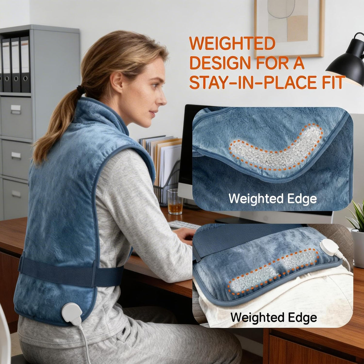 Wearable Heating Pad for Back Neck and Shoulders, Heating Wrap for Pain Relief, Gifts for Mom Grandma Women, Birthday Gifts for Women Men, Gifts for Women, Mothers Day Gifts