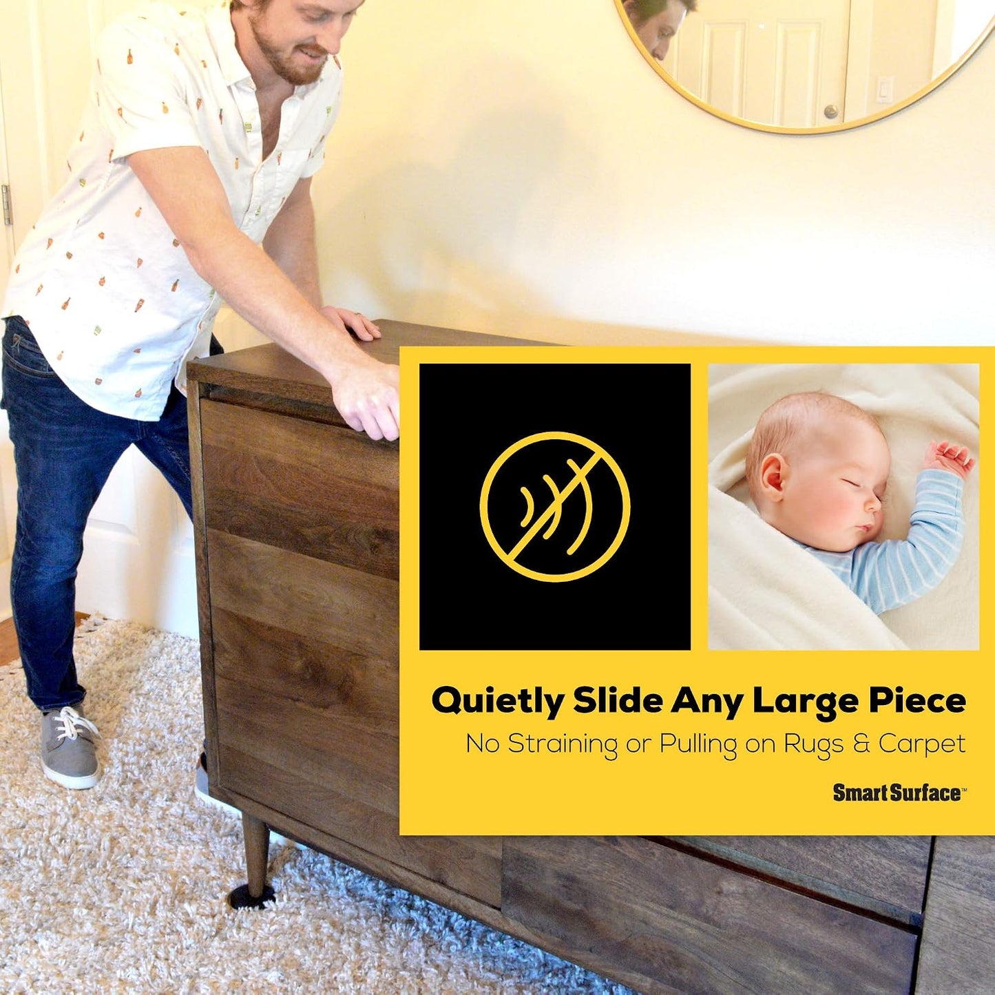 Furniture Sliders for Carpet - 16 Pack - 3.5" Round | 8295 Coasters for Heavy Furniture - Protect Your Carpeted Floors - For Mom to Movers and More