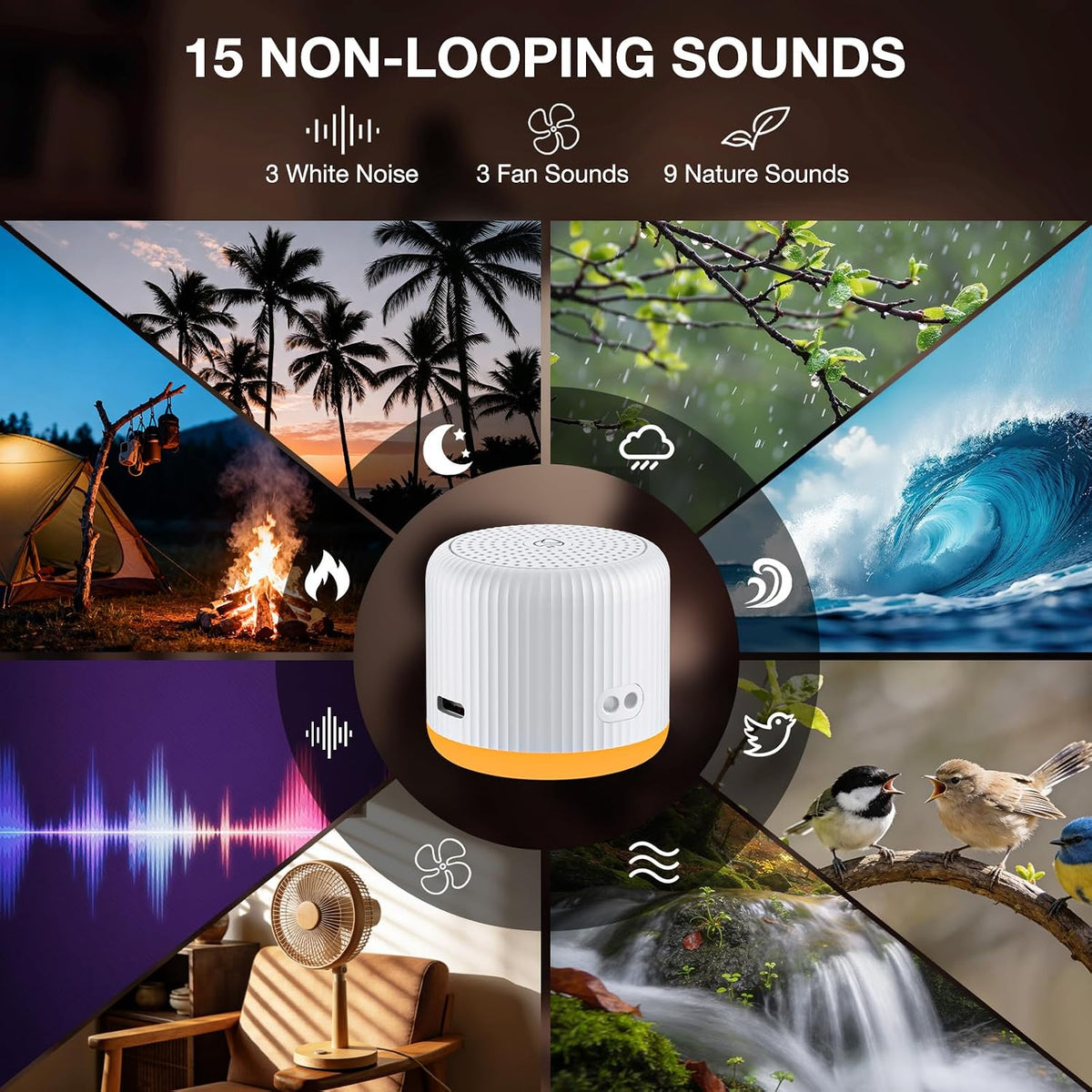 Portable Sound Machine for Baby Adults,LEICEX Travel Sound Machine,15 Non-Looping Sound Timer and Memory Play, Mini White Noise Machine for Sleeping Office Privacy Travel Gift
