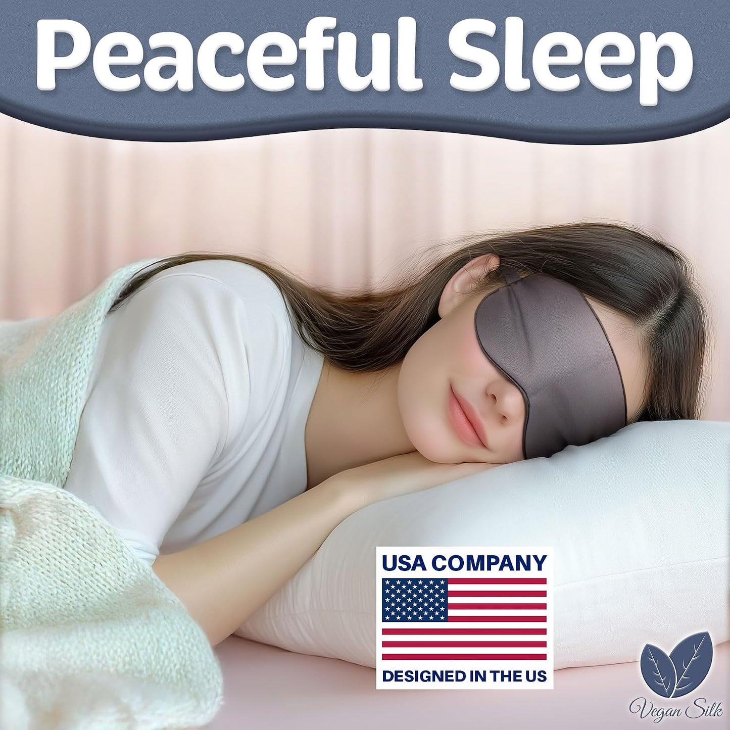 Sleep Mask - Navy Gray, 100% Viscose Derived from Bamboo - Lightweight Eye Mask with Adjustable Strap - Blackout Sleeping Blindfold for Women & Men - Comfortable Light Blocking Eye Cover