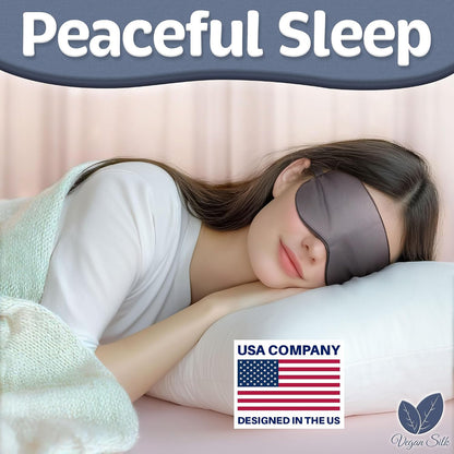 Sleep Mask - Navy Gray, 100% Viscose Derived from Bamboo - Lightweight Eye Mask with Adjustable Strap - Blackout Sleeping Blindfold for Women & Men - Comfortable Light Blocking Eye Cover
