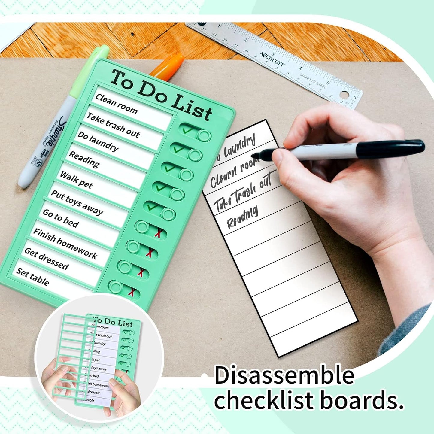 Chore Chart To Do List Adhd Tools for Kids and Adults Sliding Morning Routine Chart for Kids Detachable RV Checklist Board Reusable My Chores Checklist Task Board