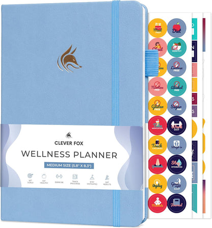 Clever Fox Wellness Planner & Food Journal for Weight Loss, A5 Orange | 5.8"x8.3" nutrition & exercise tracker for women tracking meals, diet & symptom diary, calorie counter notebook, stickers