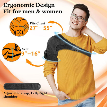 Shoulder Heating Pad with Massager,Rotator Cuff Shoulder Pain Relief,Black