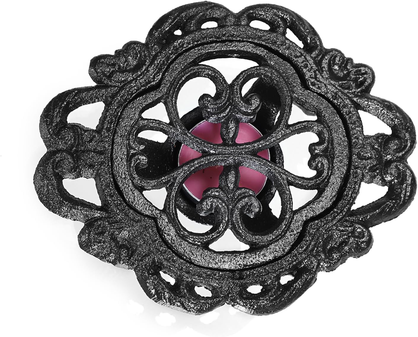 Sumnacon Cast Iron Teapot Warmer Dish Cups Heater Decorative Trivet with Tealight Holder - Rustic and Heavy Duty Tealight Candle Holder Stands - Elegant Food Warmer for Tea, Coffee, Milk