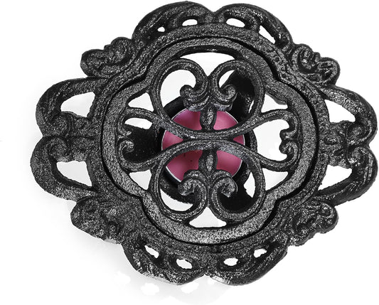 Sumnacon Cast Iron Teapot Warmer Dish Cups Heater Decorative Trivet with Tealight Holder - Rustic and Heavy Duty Tealight Candle Holder Stands - Elegant Food Warmer for Tea, Coffee, Milk
