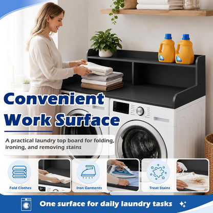 Royxen Laundry Countertop with Storage Universal Fit, Washer and Dryer Countertop with Shelf, Laundry Room Storage, 2-Tier Shelf (Oak)