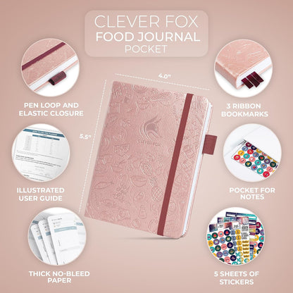 Clever Fox Food Journal for Women & Men, Weight Loss Tracker, Aquamarine