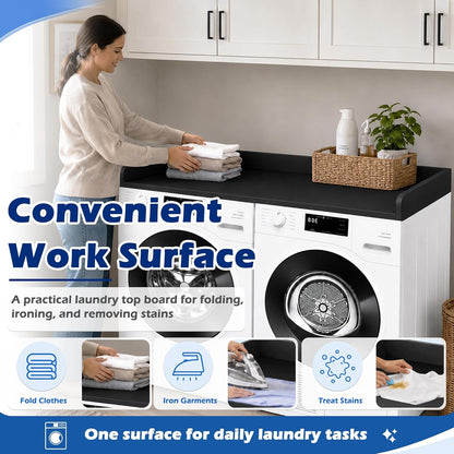 ROYXEN Washer Dryer Countertop, Laundry Countertop Solid Wood, Countertop for All Front-Loaded Washing Machine and Dryer, Extra Room for Laundry Room, Oak