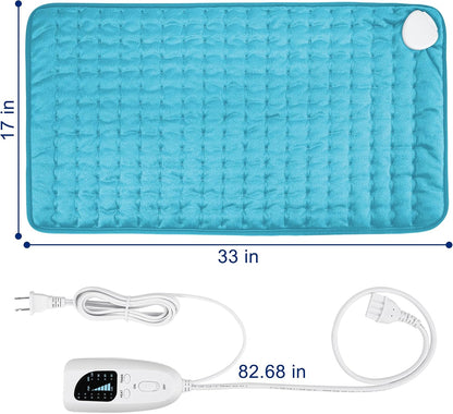 Electric Heating pad with 6 Heat Settings, Auto Shut Off, Dry Electric Heating for Back Neck Knee Arms Legs Shoulder Heat Pads for Christmas Birthday Father Mother's Day (24"X12", Gray Green)