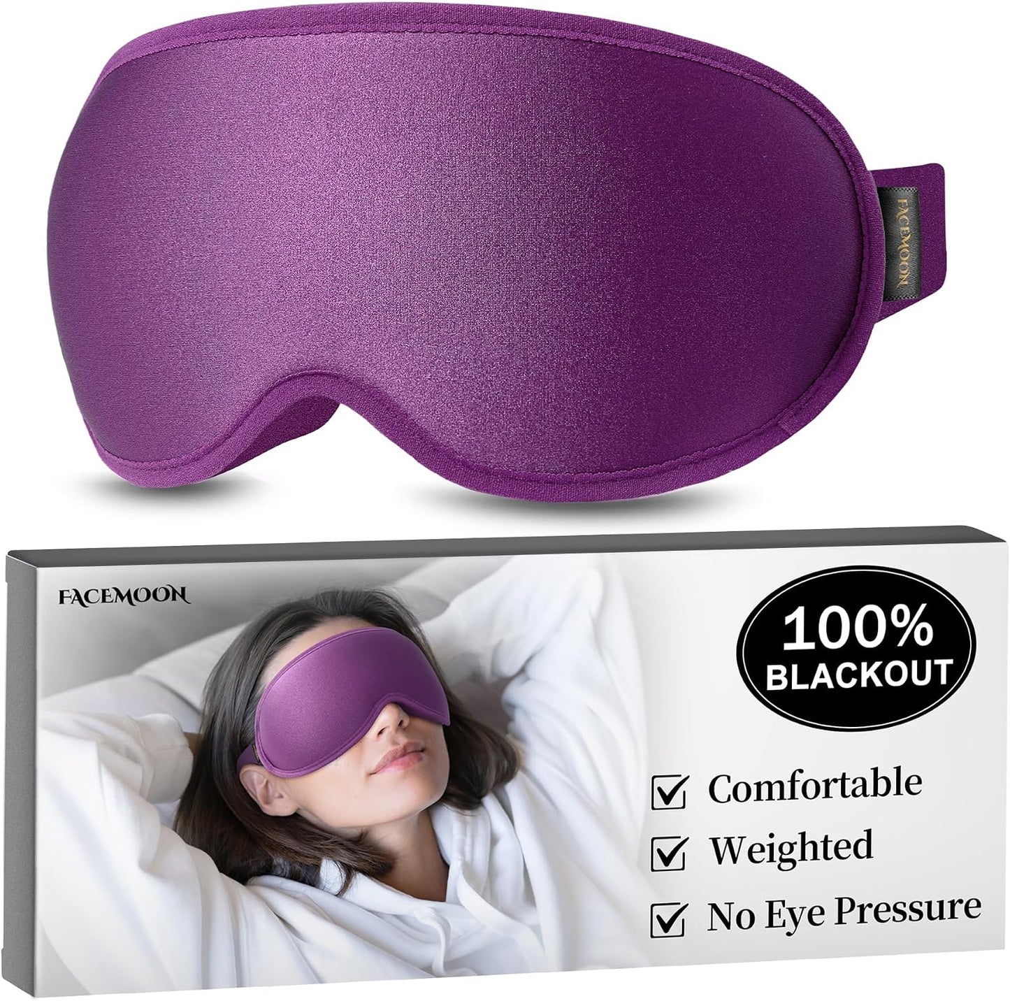 Blackout Weighted Eye Mask for Sleeping, 3D Contoured Sleep Mask for Men | Gentle-Pressure, Deep Cups, Zero Eye Pressure, Airplane Travel & Night Shift Essentials, Breathable Blindfold, Black