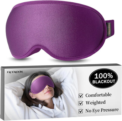 Blackout Weighted Eye Mask for Sleeping, 3D Contoured Sleep Mask for Men | Gentle-Pressure, Deep Cups, Zero Eye Pressure, Airplane Travel & Night Shift Essentials, Breathable Blindfold, Black