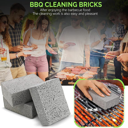Maryton Grill Stone Cleaning Brick - Griddle Grills Cleaning Kit Block Pumice Stone for Removing Stains BBQ Grease, 3 Count | Pumice Brick for Removing Stains BBQ Grease of Griddle