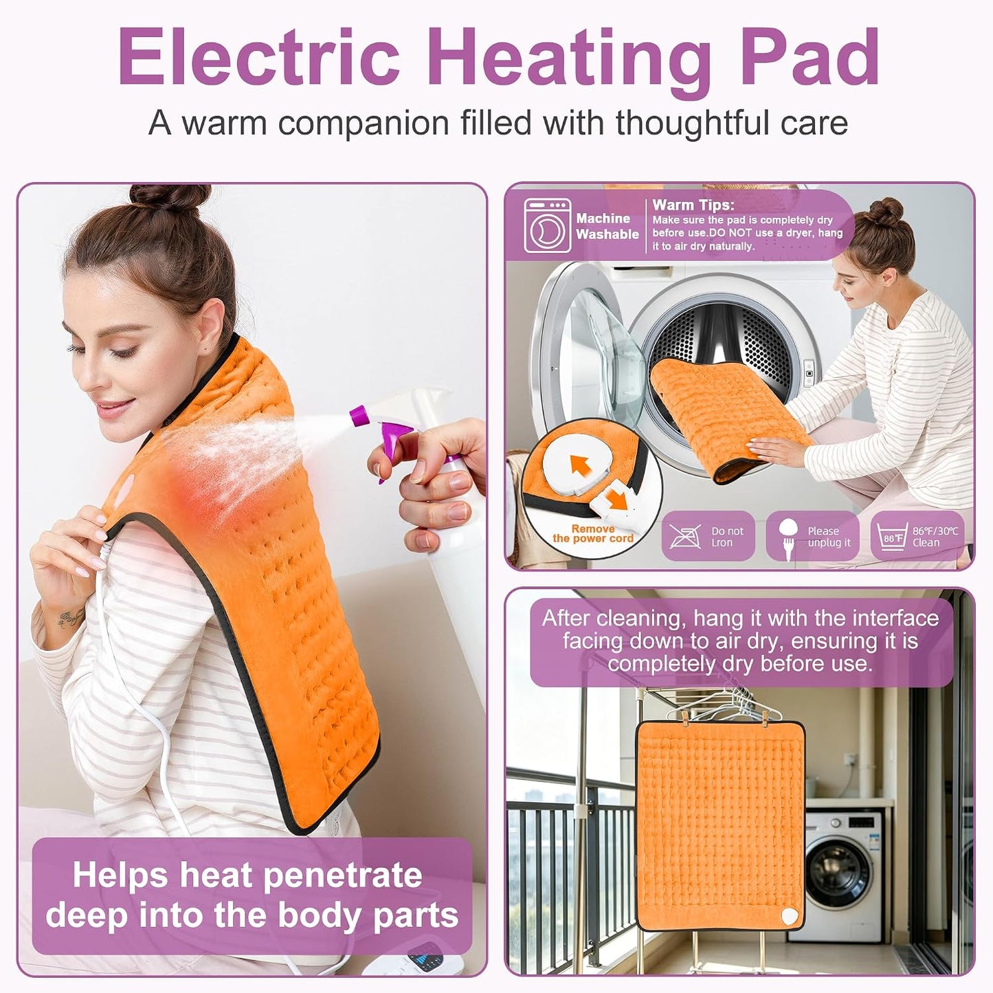 Heating Pad,Heated Blanket,Heating Pad for Back Neck,Grey,24x12 Inch | Electric Heating Pad,Dry/Moist Heat Heating Pads,Heating Pads for Shoulder,Abdomen,Heat Pad for Women Men,Birthday Gift