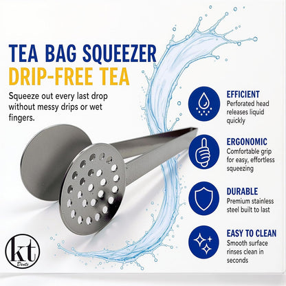 2 Pack Tea Bag Squeezer Stainless Steel Tea Bag Squeezer Tongs Strainer Gripper Picker