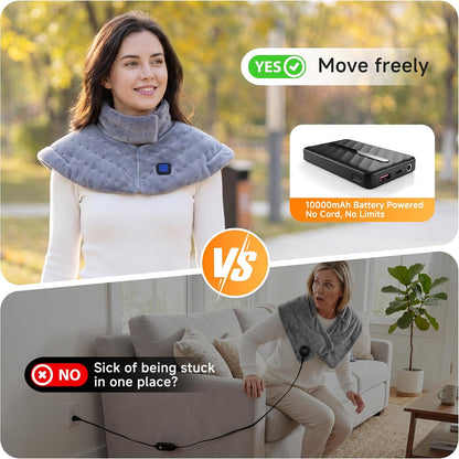 Weighted Heating Pad for Neck and Shoulders Back, Plug-in Heated Shoulder Wrap with 12V 2A Power Cord, No Battery Large Neck Heating Pad, 3 Heat Settings & Auto Shut Off, Ideal Gift for Mom and Dad