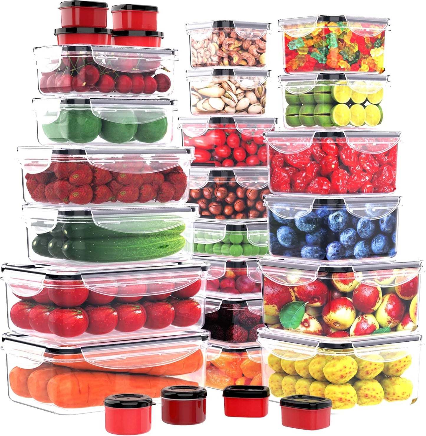 5 Pack Large Fruit Storage Containers for Fridge with Removable Colander | Plastic Food Storage Containers with Lids Airtight-Leak Proof Refrigerator Organizers and Storage of Vegetable