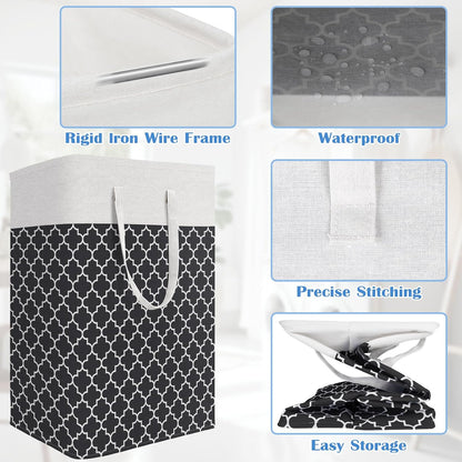 BlissTotes 3-Pack Laundry Basket, Collapsible Laundry Hamper, Grey, 75L | Laundry Clothes Hamper, Hampers for Bedroom, Freestanding Hamper with Handles, Clothes Laundry Basket