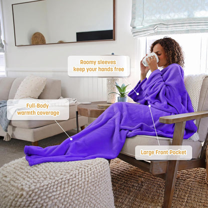 Catalonia Wearable Blanket with Sleeves for Women & Men, Fleece Wrap Throw | Cozy Sleeve Design for Hands-Free Comfort, Perfect for Reading, TV Time & Relaxing, Christmas & Birthday Gift