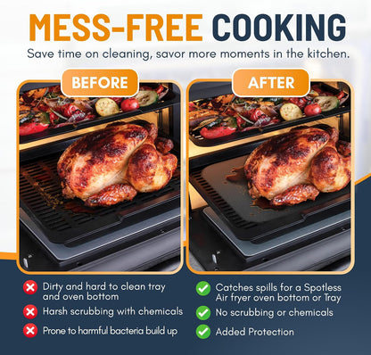 Toaster Oven Liners for Bottom of Oven (4 Pack) Reusable Non-Stick Heat Resistant Toaster Liners, Compatible with Breville, Cuisinart, Black & Decker, Dash, and More - Air Fryer Liners 12"x12" (Black)